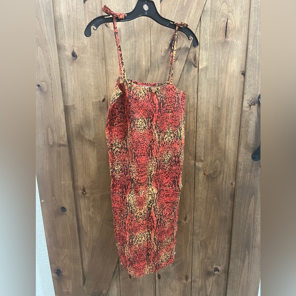 One Teaspoon Red & Tan Python Spaghetti Strap Swim/Sundress NWT Sample XS/Small